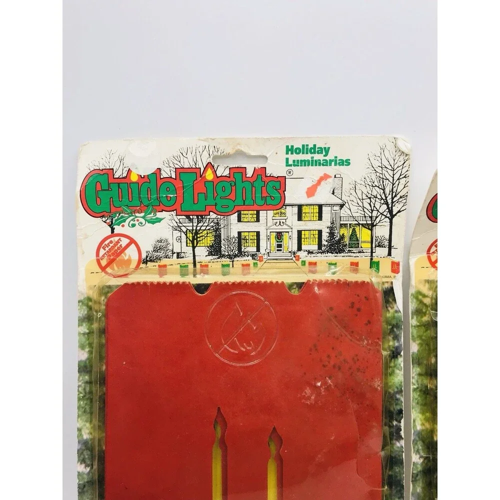 Lot of 2, Vintage 1995 Holiday Christmas Guide Lights 12 Luminaries 12 Candles